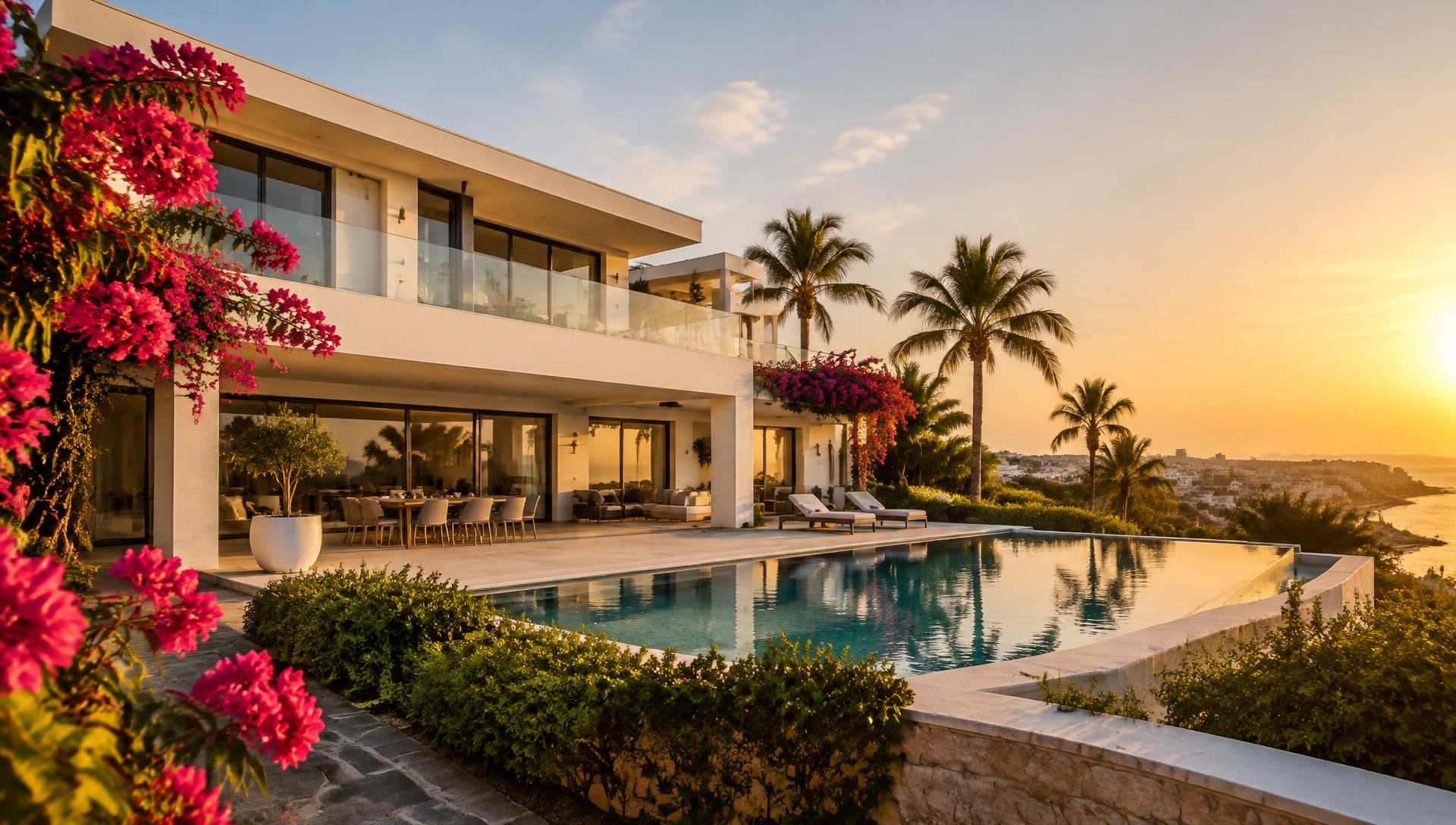 Villa moderne à Dakar au coucher du soleil